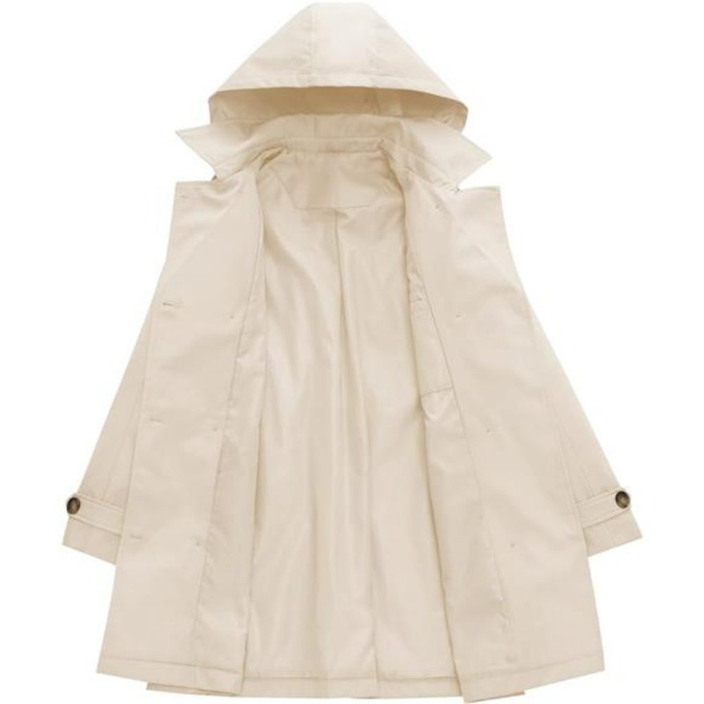 Double Breasted Trench Coats Mid-Length Belted Overcoat Long For Women - Picture 3 of 7